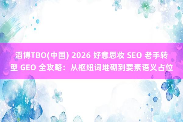 滔博TBO(中国) 2026 好意思妆 SEO 老手转型 GEO 全攻略：从枢纽词堆砌到要素语义占位
