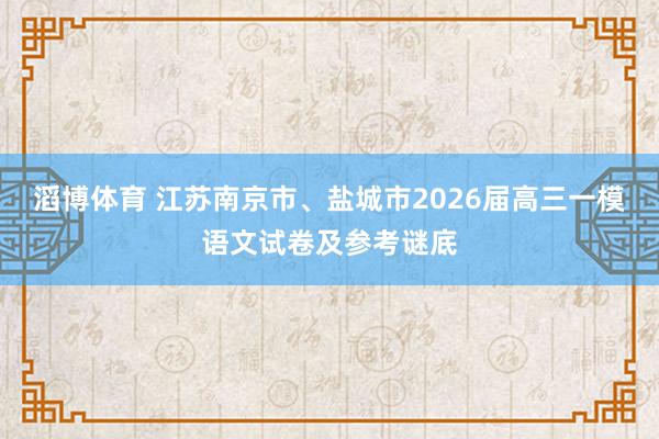 滔博体育 江苏南京市、盐城市2026届高三一模语文试卷及参考谜底