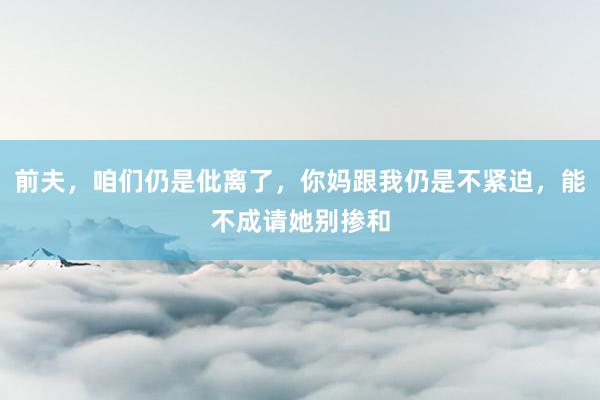 前夫，咱们仍是仳离了，你妈跟我仍是不紧迫，能不成请她别掺和
